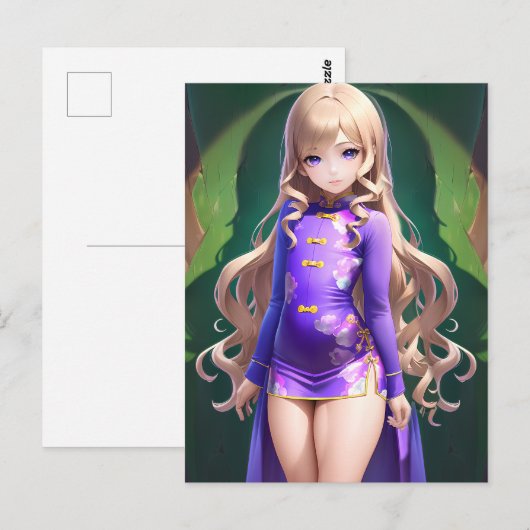 Anime Girl 042 Briefkaart (Voorkant / Achterkant)