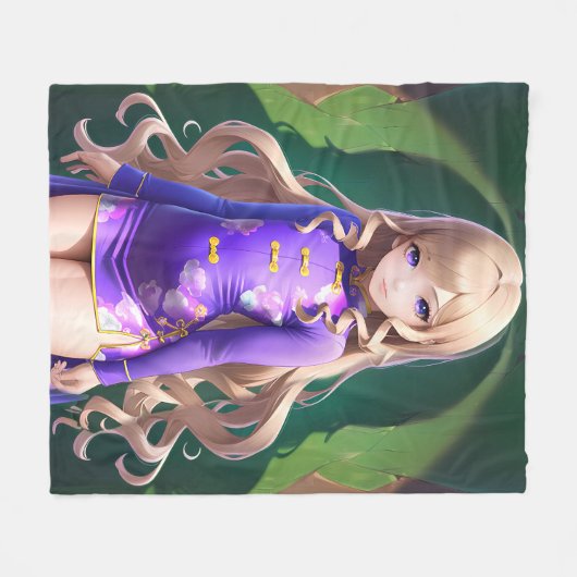 Anime Girl 042 Fleece Deken (Voorkant (Horizontaal))