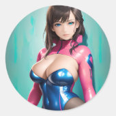 Anime Girl 048 Ronde Sticker (Voorkant)