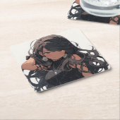 Anime girl #1 kartonnen onderzetters (Schuin)