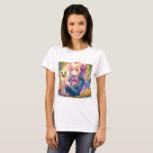 Anime Girl and Butterfly Watercolor T-shirt (Voorkant volledig)