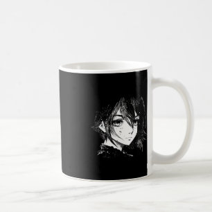 Anime Girl Anime Eyes Ink Art Sketch Tekening voor Koffiemok