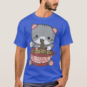 Anime Girl Baby Cat Eats Ramen Soup met vegetable T-shirt