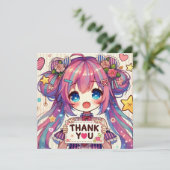 Anime Girl Bedankkaart (Staand voorkant)