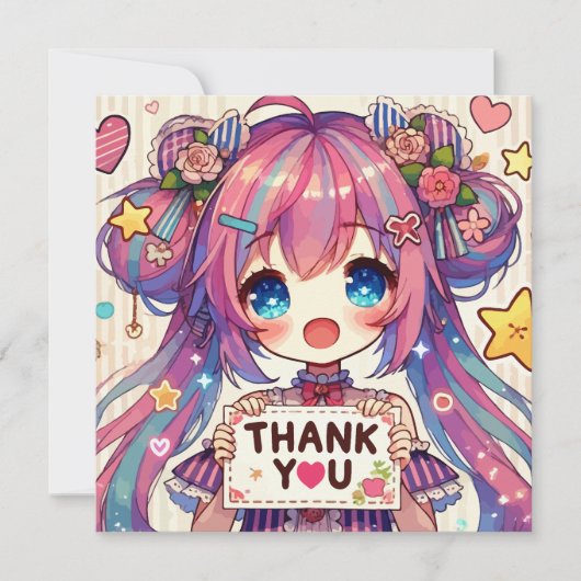 Anime Girl Bedankkaart (Voorkant)