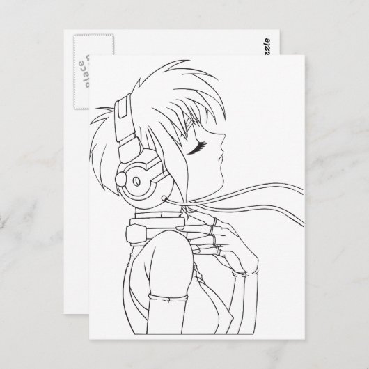 Anime Girl Briefkaart (Voorkant / Achterkant)