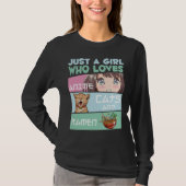 Anime Girl Cat en Ramen verslaafd aan Japanse noed T-shirt (Voorkant)