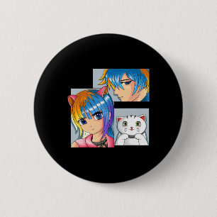 Anime Girl Cat Otaku Anime Merch Kawaii Stuff Ronde Button 5,7 Cm