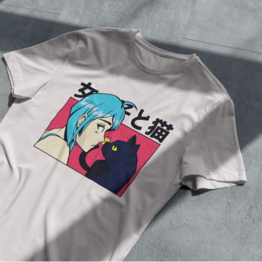 Anime Girl Cat T-shirt
