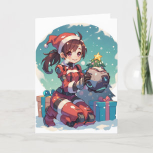 Anime Girl Christmas Sci-Fi Feestdagen Kaart