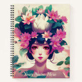 Anime Girl Crowned with Lotus Blossoms Journal Notitieboek (Voorkant)