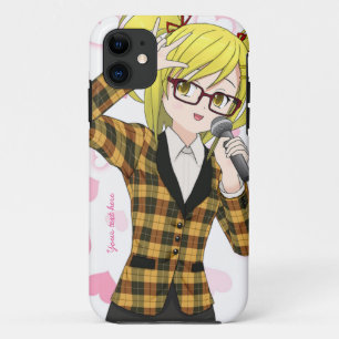 Anime Girl die Karaoke  telefooncel zingt iPhone 11 Hoesje