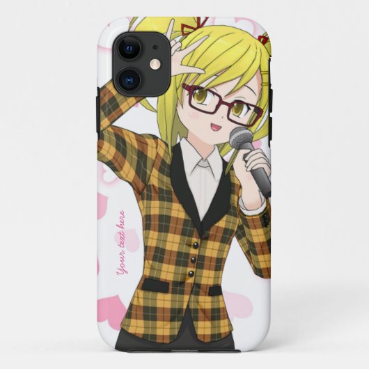 Anime Girl die Karaoke  telefooncel zingt Case-Mate iPhone Case (Achterkant)