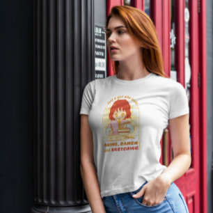 Anime Girl Drawing and Eating T-shirt