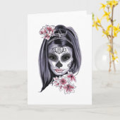 Anime Girl Drawn Anime Tattoo Kaart (Gele Bloem)