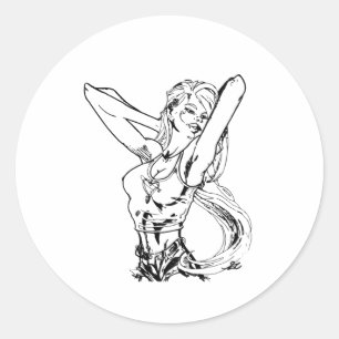 Anime Girl Drawn Anime Tattoo Ronde Sticker