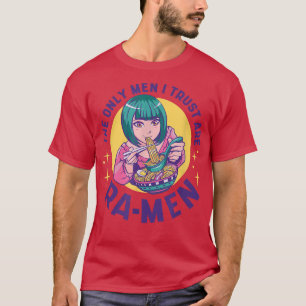 Anime Girl Eating Ramen Mannen Funny Food T-shirt