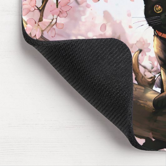 Anime Girl en Cat op een Cherry Blossom Tree Muismat (Hoek)