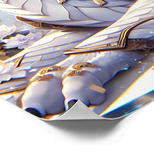 Anime Girl en de witte en gouden draak Poster (Hoek)