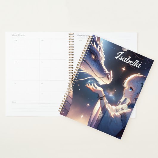 Anime Girl en haar mystieke draak gepersonaliseerd Planner (Display)
