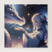 Anime Girl en haar mystieke draak Legpuzzel (Verticaal)