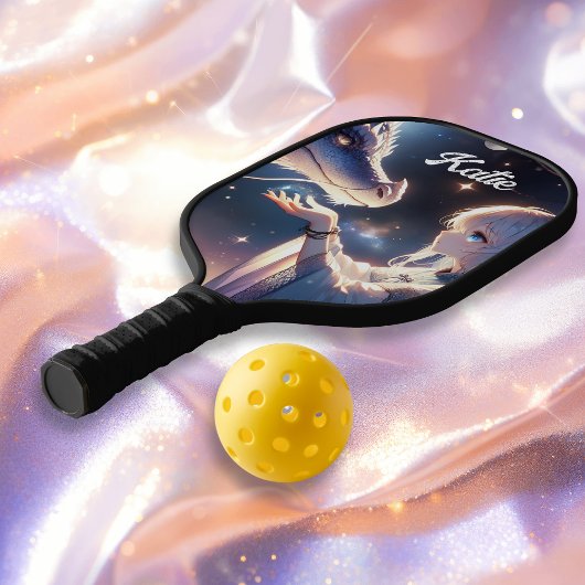 Anime Girl en haar mystieke draak Pickleball Paddle