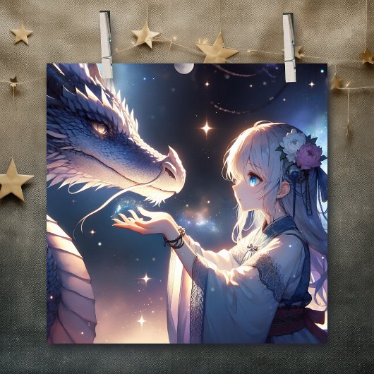 Anime Girl en haar mystieke draak Poster