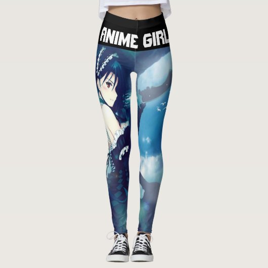 Anime Girl en Sword Design Leggings (Voorkant)