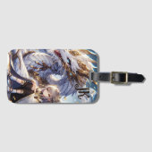 Anime Girl en witte en gouden draak Monogrammed Bagagelabel (Voorkant (horizontaal))
