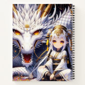Anime Girl en witte en gouden draak Monogrammed Notitieboek (Achterkant)