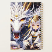 Anime Girl en witte en gouden draak Monogrammed Planner (Achterkant)