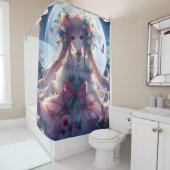 Anime Girl Flower Moon Fairy Douchegordijn (In situ)
