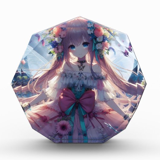 Anime Girl Flower Moon Fairy Fotoblokken (Voorkant)
