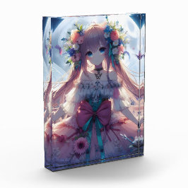 Anime Girl Flower Moon Fairy Fotoblokken
