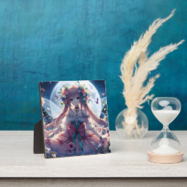 Anime Girl Flower Moon Fairy Fotoplaat