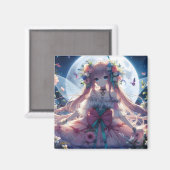 Anime Girl Flower Moon Fairy Magneet (Voorkant / Achterkant)