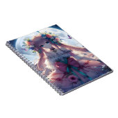 Anime Girl Flower Moon Fairy Notitieboek (Rechterzijde)
