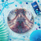 Anime Girl Flower Moon Fairy Papieren Bordje (Feest)