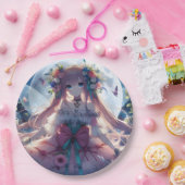 Anime Girl Flower Moon Fairy Papieren Bordje (Feest)