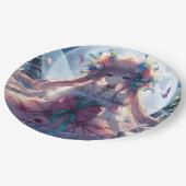 Anime Girl Flower Moon Fairy Papieren Bordje (Gekanteld)