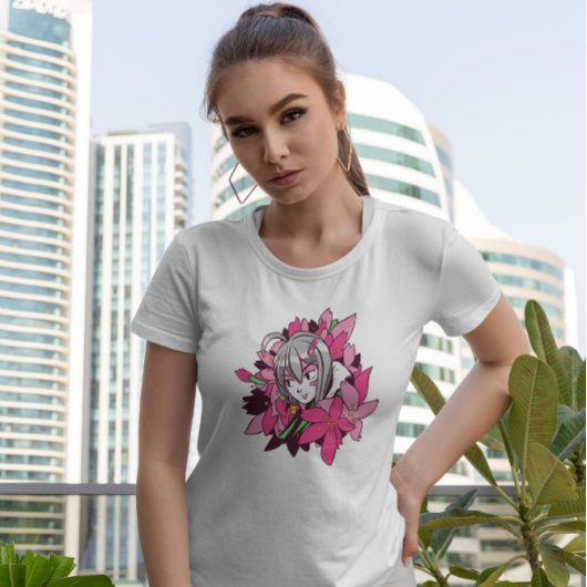 Anime Girl Flowers T-shirt