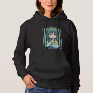 Anime Girl for Frog Lovers and Kawaii Boba Tea Fro Hoodie