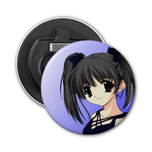 Anime Girl Fridge Magnet Bottle Open Button Flesopener (Voorkant)