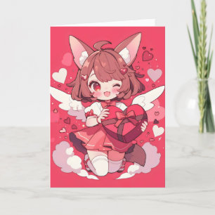 Anime Girl Funny Kawaii Love Feestdagen Kaart