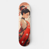 Anime Girl Geisha Persoonlijk Skateboard (Voorkant)