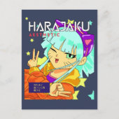 Anime girl harajaku cour raw manga briefkaart (Voorkant)