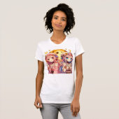 Anime Girl Hippie Moon Girls Geven Vredesteken T-shirt (Voorkant volledig)