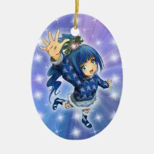 Anime Girl Holiday Hallo! Keramisch Ornament