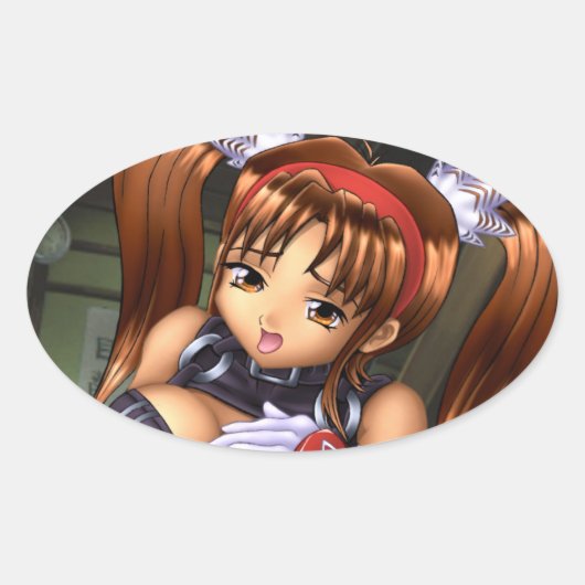 Anime Girl - Honey Ovale Sticker (Voorkant)