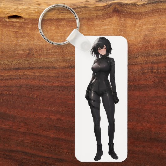 Anime Girl in Bodysuit Sleutelhanger (Voorkant)